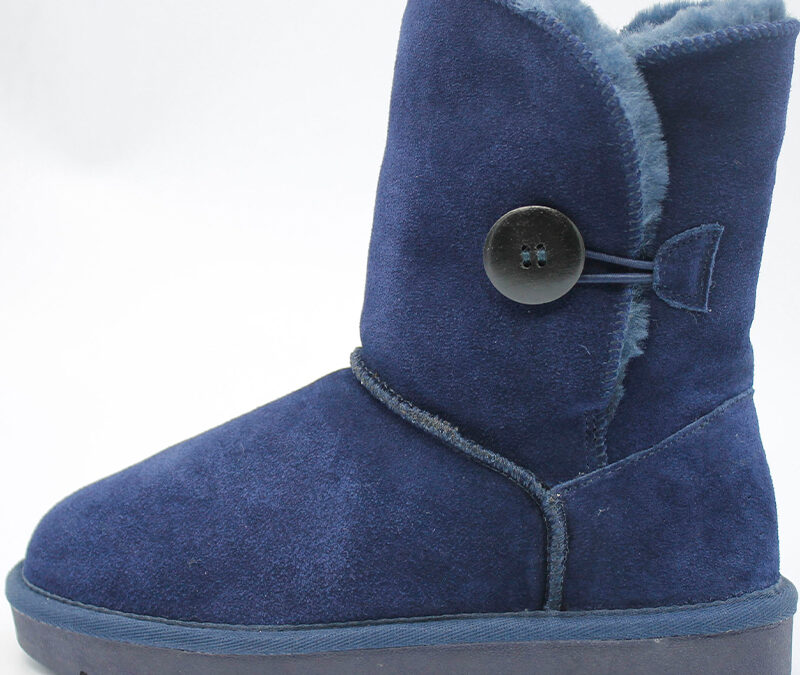 Button Winter Wool Flat Non-slip Ladies Real Sheepskin Snow Boots